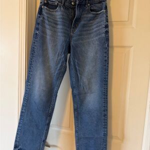 American Eagle Outfitters Dark Blue Denim Jeans Super High Rose Straight